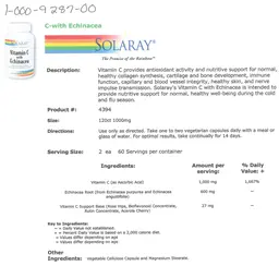 Label for Vitamin C with Echinacea