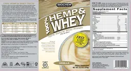 Label for 100% Hemp & Whey Powder Vanilla
