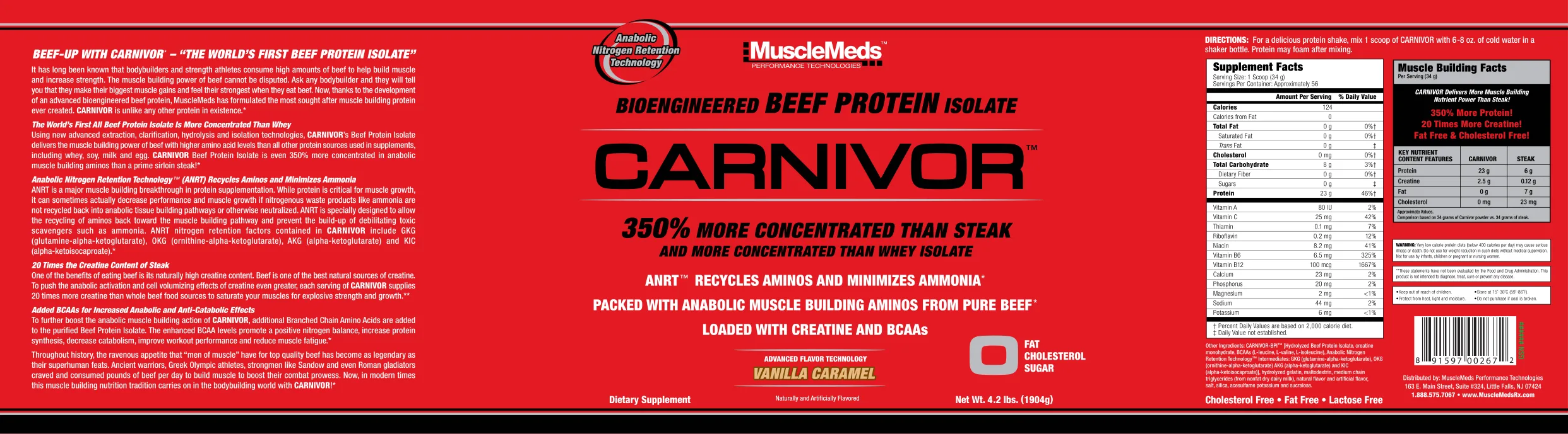 Label for Carnivor Vanilla Caramel