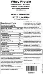 Label for Whey Protein Natural Strawberry