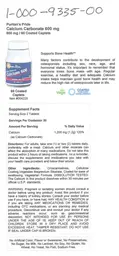 Label for High Potency Calcium 600