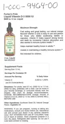 Label for Liquid Vitamin D3 5000 IU