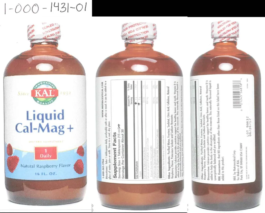 Label for Liquid Cal-Mag + Natural Raspberry Flavor