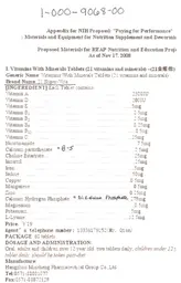 Label for Vitamins With Minerals Tablets (21 Vitamins And Minerals)