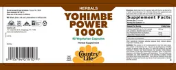 Label for Yohimbe Power 1000