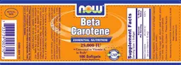 Label for Beta-Carotene 25,000 IU