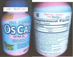 Label for Os-Cal Extra D3 with Vitamin D3 500 mg Calcium 600 IU Vitamin D3