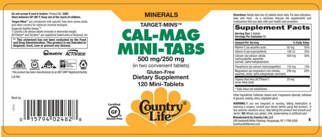 Label for Target-Mins Cal-Mag Mini-Tabs 500 mg/250 mg