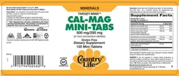 Label for Target-Mins Cal-Mag Mini-Tabs 500 mg/250 mg