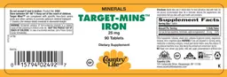 Label for Target-Mins Iron 25 mg