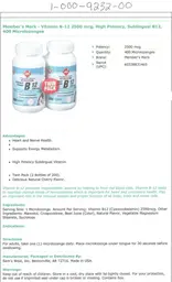 High Potency Sublingual Vitamin B 12 2500 mcg