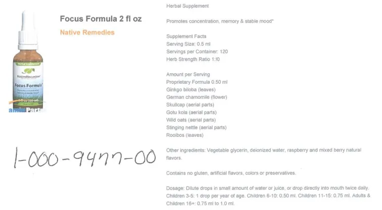 Label for Focus Formula