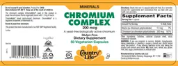 Label for Chromium Complex 200 mcg