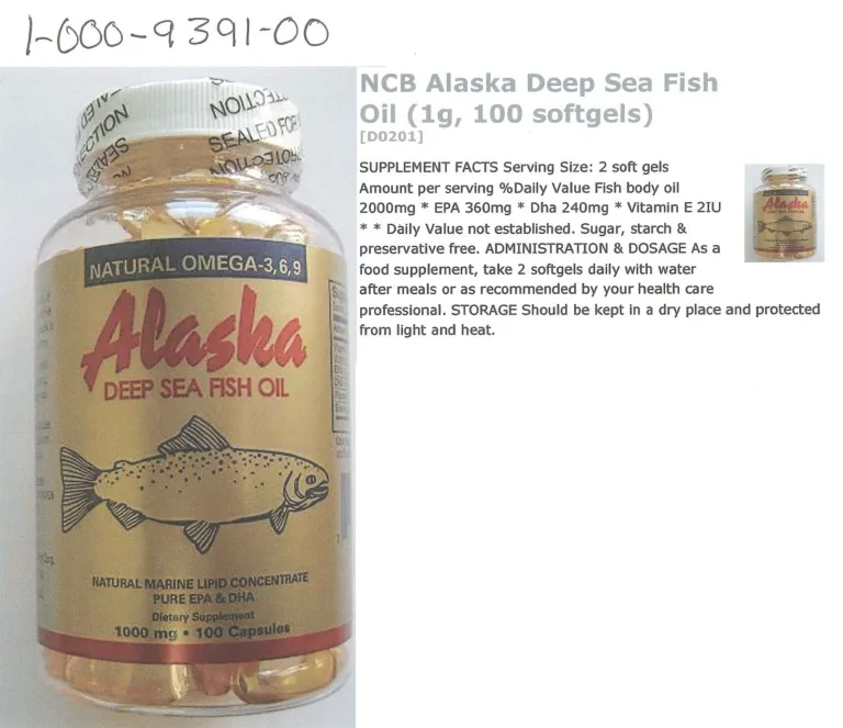 Label for Alaska Deep Sea Fish Oil