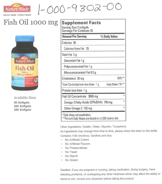 Label for Fish Oil 1000 mg