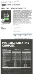 Label for Pre-Load Creatine Complex Fruit Punch