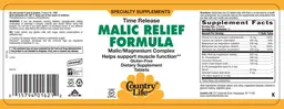 Label for Time Release Malic Relief Formula