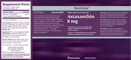 Label for Astaxanthin 8 mg