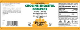 Choline-Inositol Complex 500 mg / 500 mg With Pantothenic Acid
