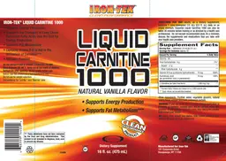 Label for Liquid Carnitine 1000 Natural Vanilla Flavor