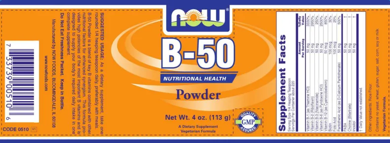 Label for B-50 Powder