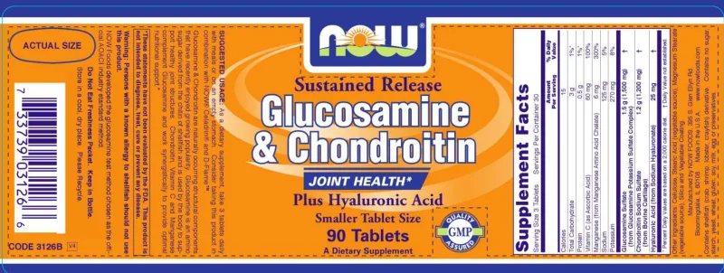 Label for Sustained Release Glucosamine & Chondroitin