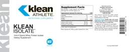 Label for Klean Isolate