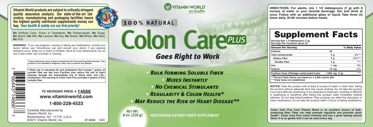Label for Colon Care Plus