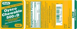 Label for Oysco Chewable 500+D