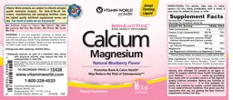 Label for Calcium Magnesium Liquid Natural Blueberry Flavor