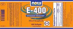 Label for E-400 100% Natural Mixed Tocopherols