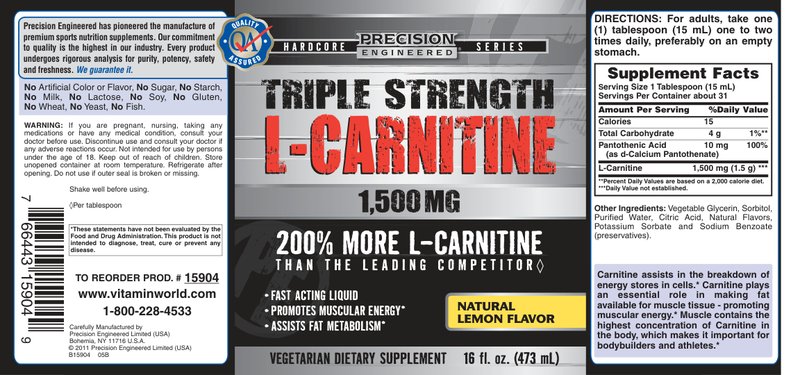 Triple Strength L-Carnitine 1,500 mg Nat