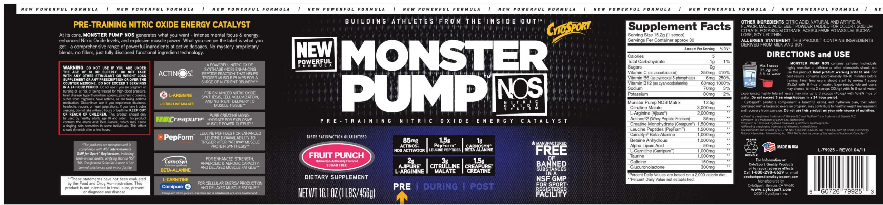 Label for Monster Pump Fruit Punch
