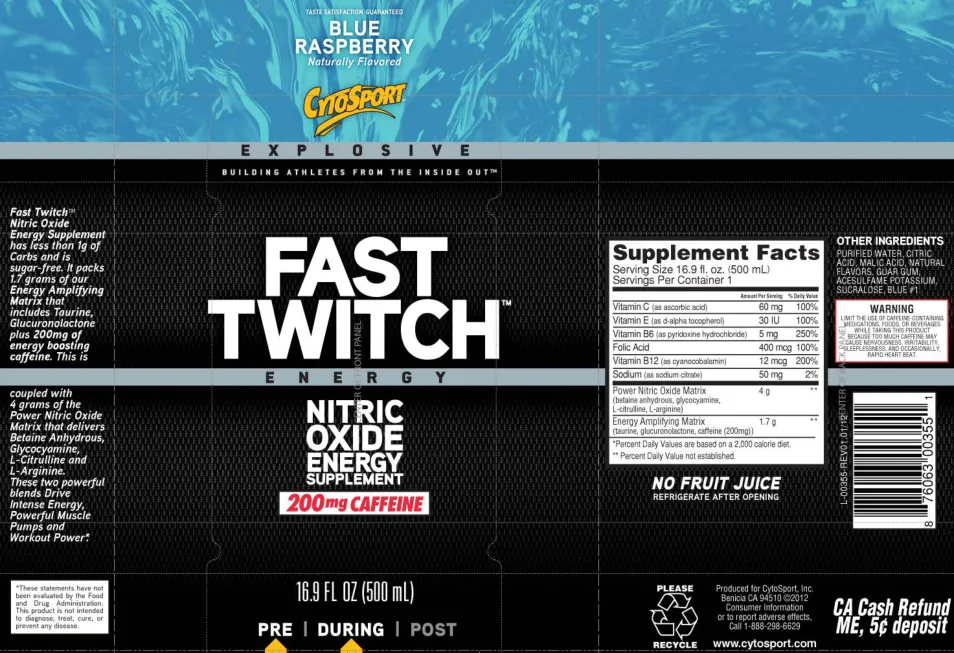 Label for Fast Twitch Blue Raspberry