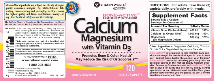 Label for Calcium Magnesium With Vitamin D3