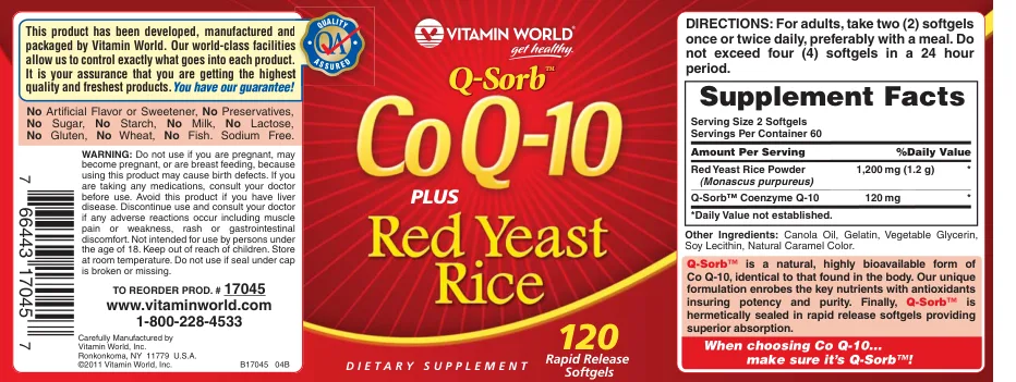 Label for Q-Sorb Co Q-10 Plus Red Yeast Rice