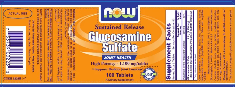 Label for Sustained Release Glucosamine Sulfate