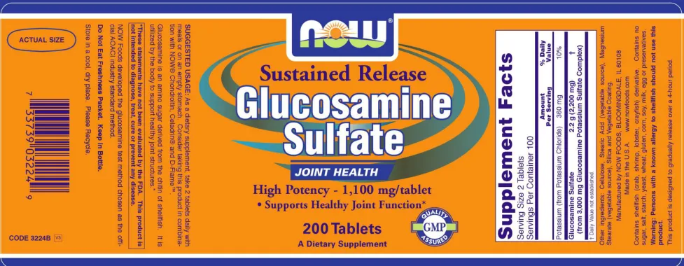 Label for Sustained Release Glucosamine Sulfate