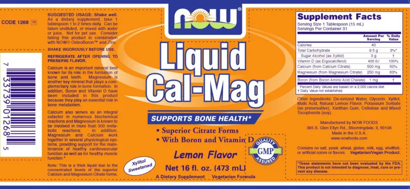Label for Liquid Cal-Mag Lemon Flavor