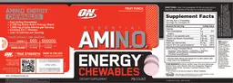Label for Essential Amin.O. Energy Chewables Fruit Punch