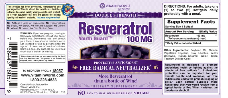 Double Strength Youth Guard Resveratrol 100 mg