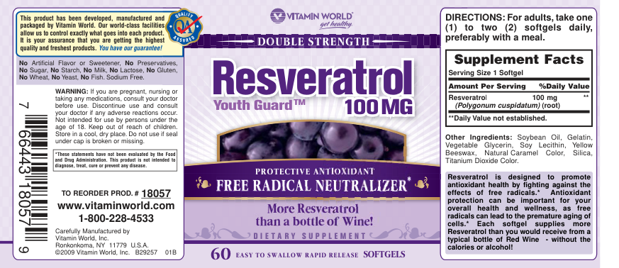 Label for Double Strength Youth Guard Resveratrol 100 mg