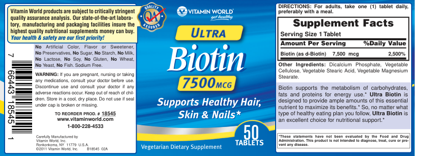 Label for Ultra Biotin 7500 mcg