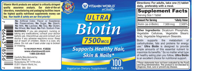 Label for Ultra Biotin 7500 mcg