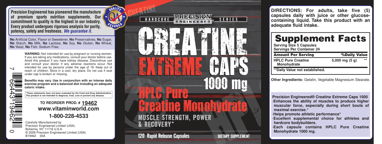 Label for Creatine Extreme Caps 1000 mg