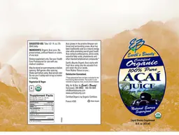 Label for 100% Acai Juice