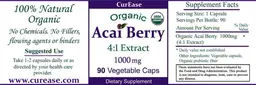 Label for Organic Acai Berry 4:1 Extract 1000 mg
