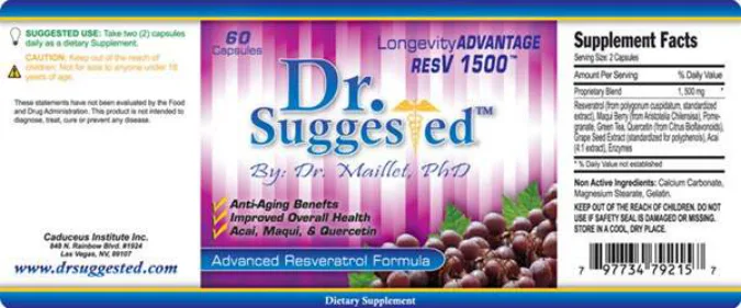 Label for Longevity Advantage ResV 1500