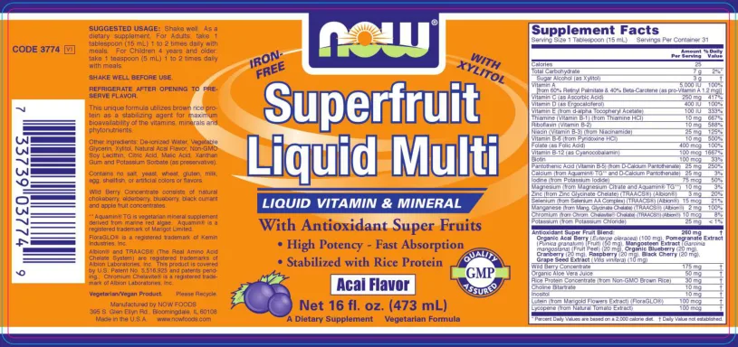 Label for Superfruit Liquid Multi Acai Flavor