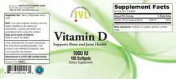 Label for Vitamin D 1000 IU